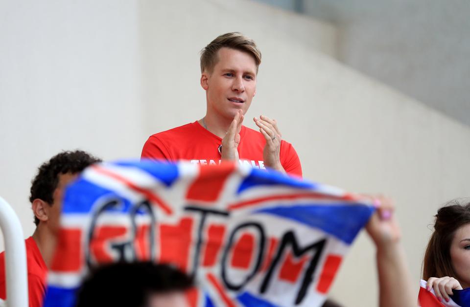 Dustin Lance Black supporting Tom Daley at the Rio Olympic Games in 2016 (PA) (PA Archive)