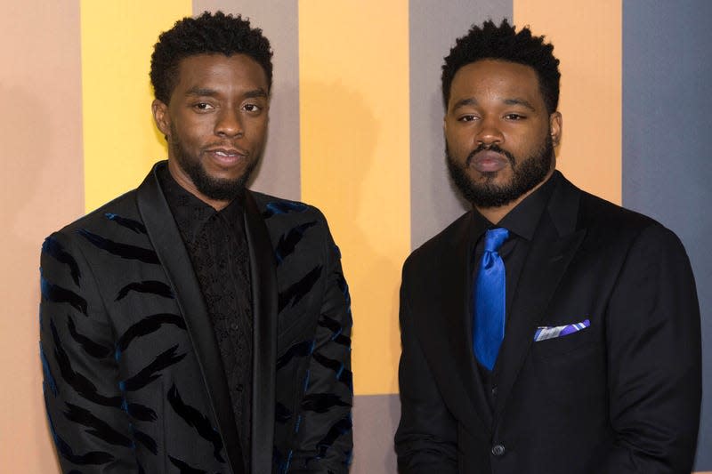 Ryan Coogler and Chadwick Boseman attend Black Panther European Premiere.