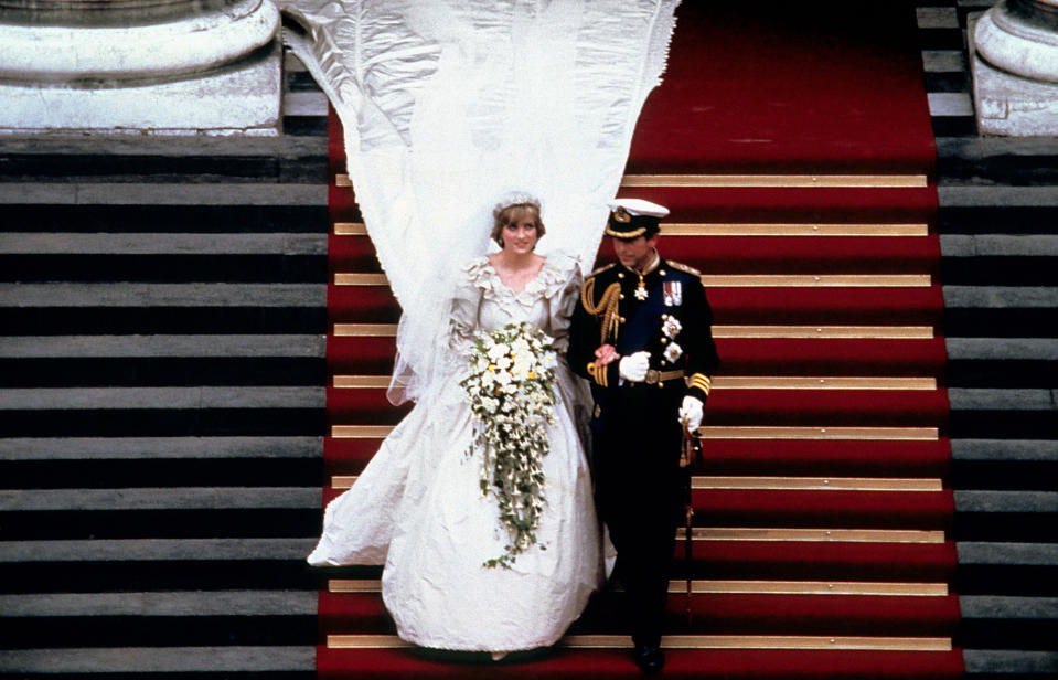 <p>Over 600,000 people lined the streets of London to watch Lady Diana Spencer wed the heir to the throne on 29 July 1981. Held at St Paul’s cathedral, the ceremony itself was attended by 3,500 and watched globally on television by around 750 million people. <em>[Photo: PA Images]</em> </p>