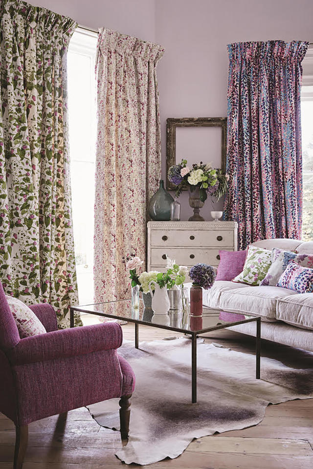 Grey Living Room with Berry & Mauve Pink