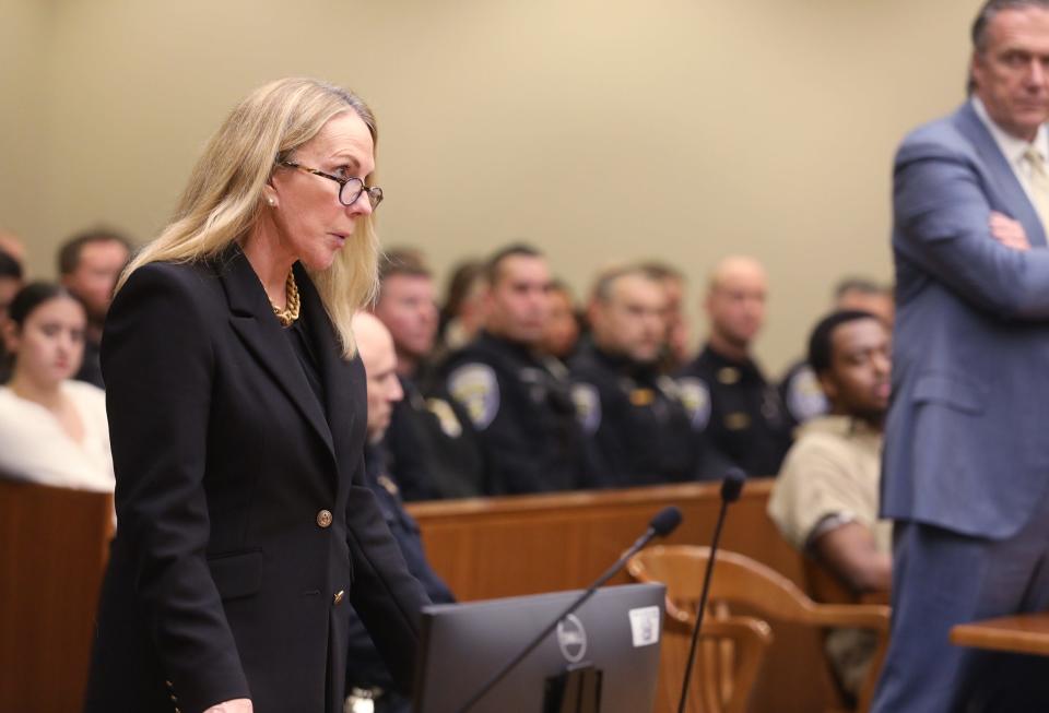 Sandra Doorley, Monroe County District Attorney, speaks to the court during a hearing before the sentencing of Kelvin Vickers.