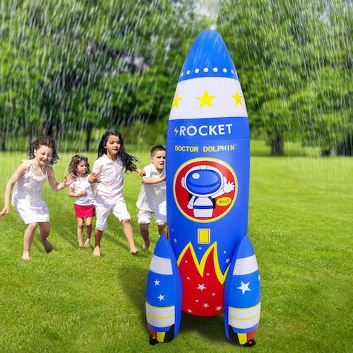 ROYPOUTA Inflatable Backyard Rocket Water Sprinkler For Kids