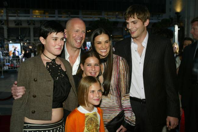 Bruce Willis and Demi Moore with their daughters Scout, Rumer and Tallullah plus Ashton Kutcher