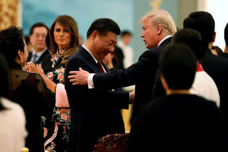 China's President Xi Jinping hosts a state dinner for U.S. President Donald Trump at the Great Hall of the People in Beijing, China November 9, 2017. REUTERS/Jonathan Ernst