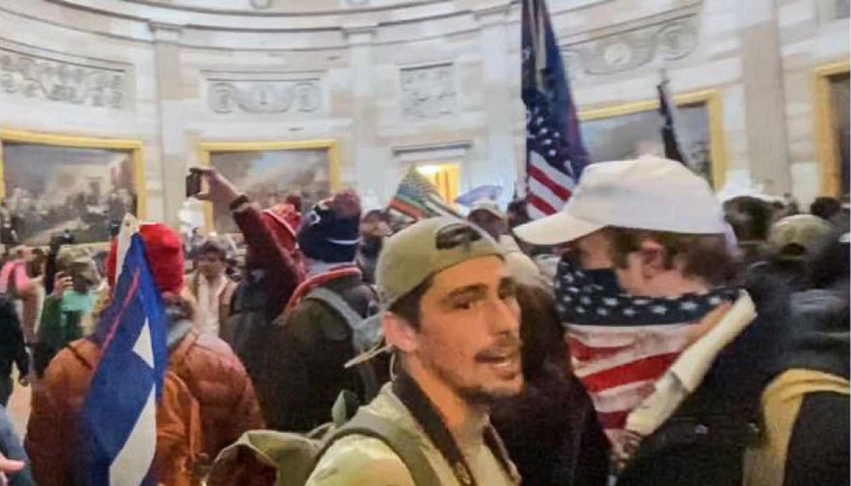 An alleged still of Michael Aaron Carico from a video submitted to the FBI that was taken by another person present in the U.S. Capitol Rotunda on Jan. 6, 2021. (U.S. District Court for D.C.)