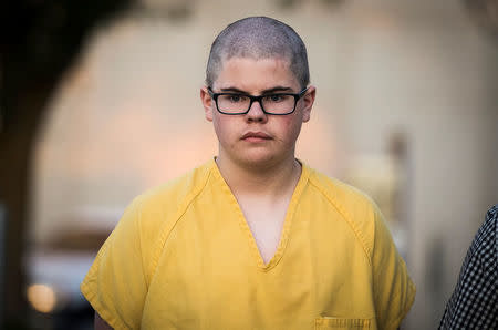 Alleged Freeman High School shooter Caleb Sharpe, 15, is escorted from the Public Safety Building to the Juvenile Detention Center, in Spokane, Washington, U.S., September 13, 2017. Courtesy Colin Mulvany/The Spokesman-Review