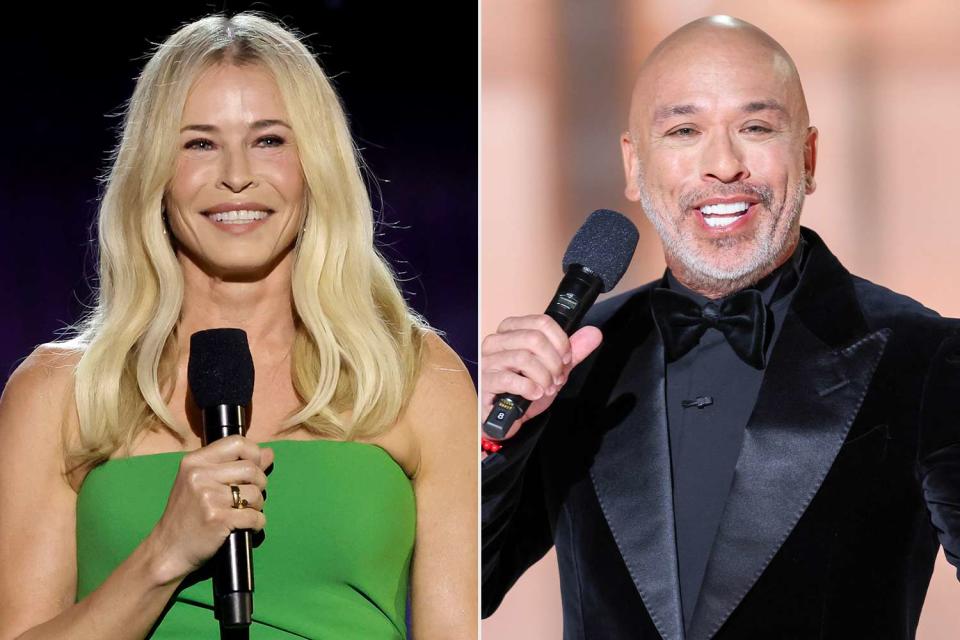 <p>Kevin Winter/Getty; Rich Polk/Golden Globes 2024 via Getty</p> (L-R) Chelsea Handler and Jo Koy.