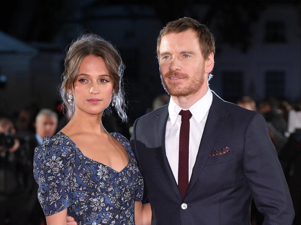 Alicia Vikander and Michael Fassbender arrive for the UK premiere of "The Light Between Oceans" at The Curzon Mayfair on October 19, 2016 in London, England.