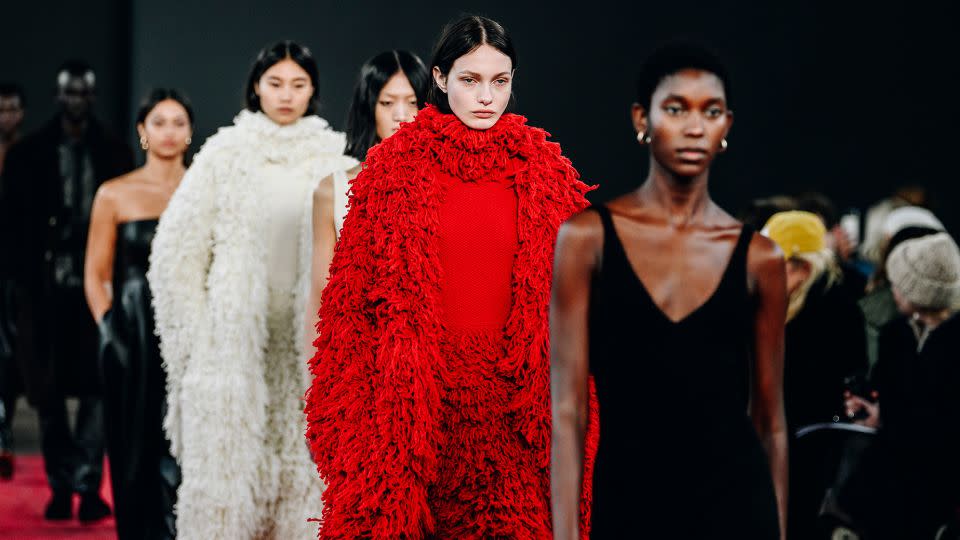 A veritable snowstorm couldn't stop guests from getting to Gabriela Hearst's show in the Brooklyn Naval Yards. And her collection featured many chunky cashmere knits perfect for colder-than-cold weather. - Nina Westervelt/WWD/Getty Images