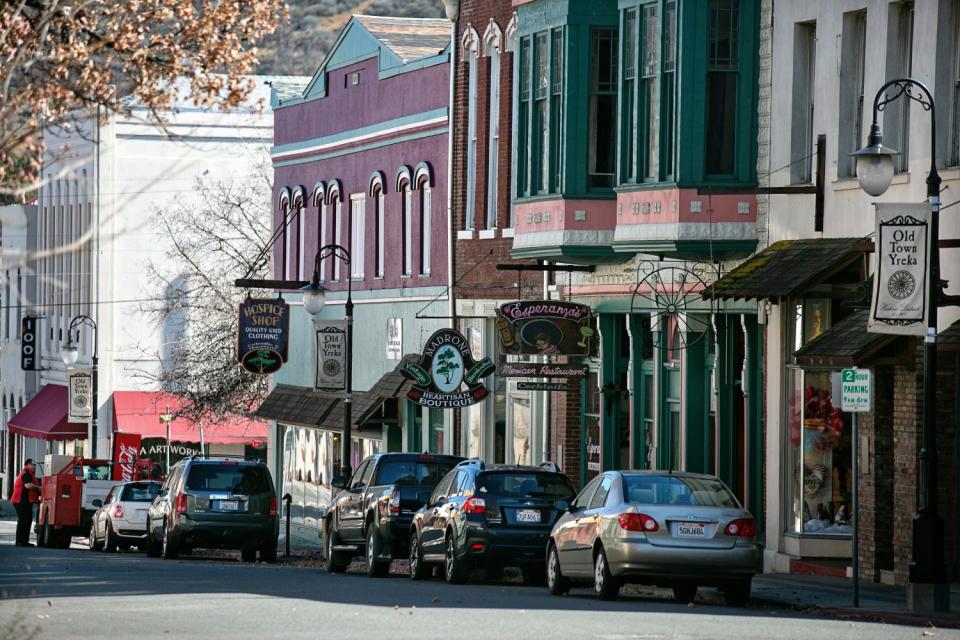 The business district in Historic Downtown Yreka in rural Northern California.