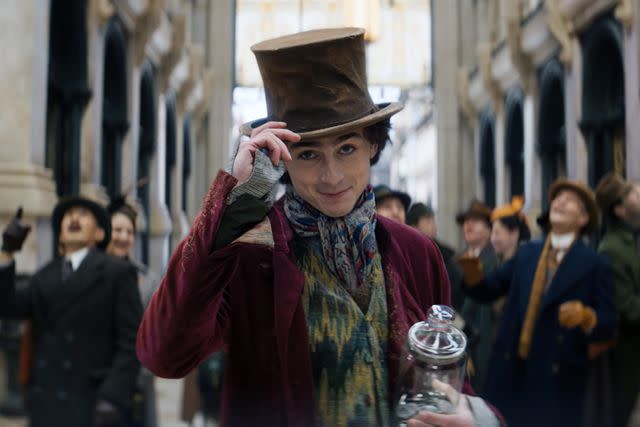 <p>Warner Bros./Everett Collection</p> Timothée Chalamet in <i>Wonka</i>, 2023