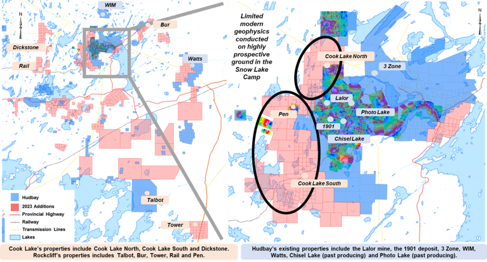 Hudbay increased its land package in Snow Lake by 250% in 2023 and has since launched the largest geophysics and drilling exploration program in the company’s history in Snow Lake. The 2024 program includes surface electromagnetic surveys using modern technology to target depths up to 1,000 metres. A majority of the newly acquired claims have been untested by modern deep geophysics, which was the discovery method for the Lalor deposit.