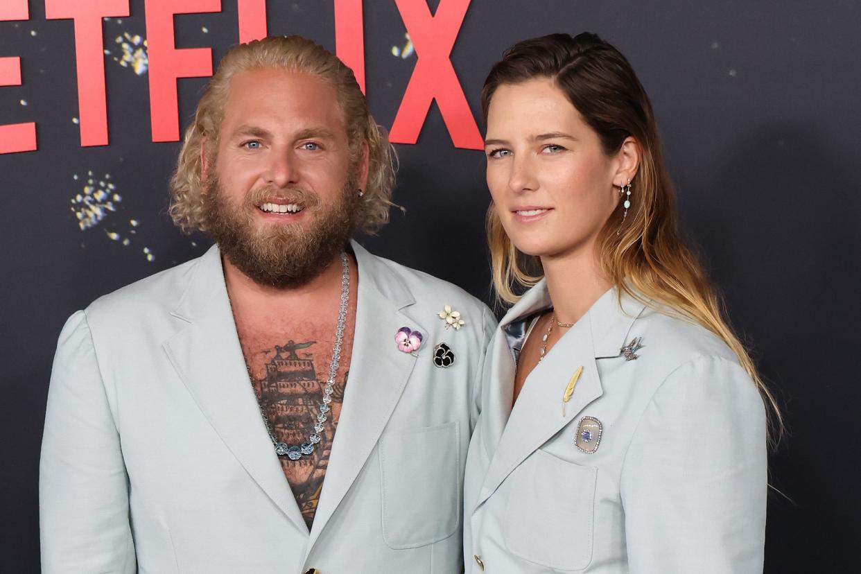 Jonah Hill and Sarah Brady at a premiere