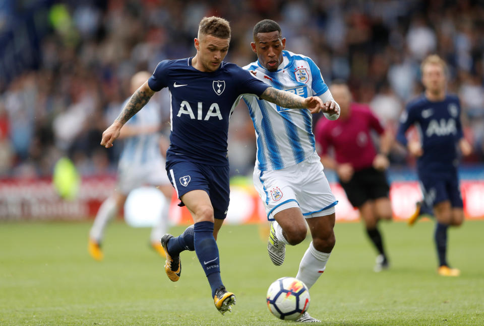 <p>Huddersfield Town’s Rajiv van La Parra in action with Tottenham’s Kieran Trippier (Action Images via Reuters/Carl Recine) </p>