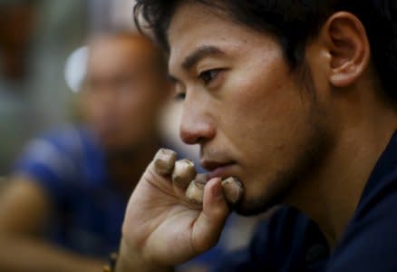 Japanese climber Kuriki Nobukazu speaks during an interview in Kathmandu, August 22, 2015. A Japanese climber will be the first to attempt to scale Mount Everest since a massive earthquake in April triggered avalanches that killed 18 climbers, shutting an industry that feeds thousands of people across Nepal. Picture taken on August 22, 2015. REUTERS/Navesh Chitrakar  - GF10000180380