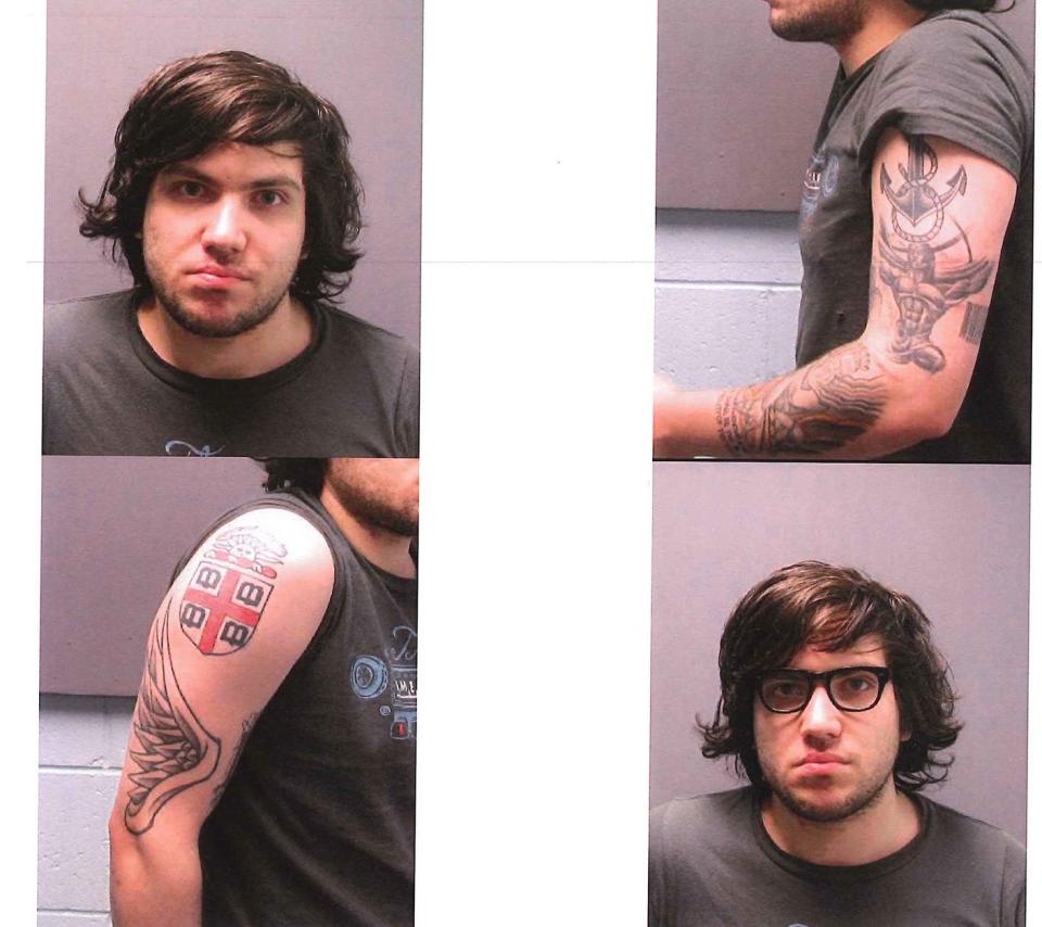 Nick Alahverdian and his tatoos. Pawtucket police photos