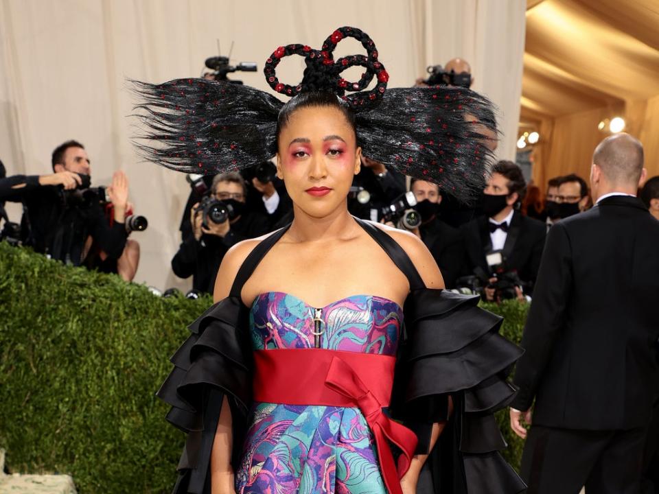 Co-chair Naomi Osaka attends The 2021 Met Gala Celebrating In America: A Lexicon Of Fashion at Metropolitan Museum of Art on September 13, 2021 (Getty Images for The Met Museum/)