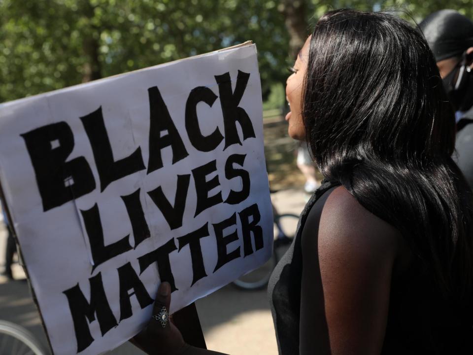 Protesters take part in a 'Black Lives Matter' demonstration on 1 June 2020 in London, England: Photo by Dan Kitwood/Getty Images
