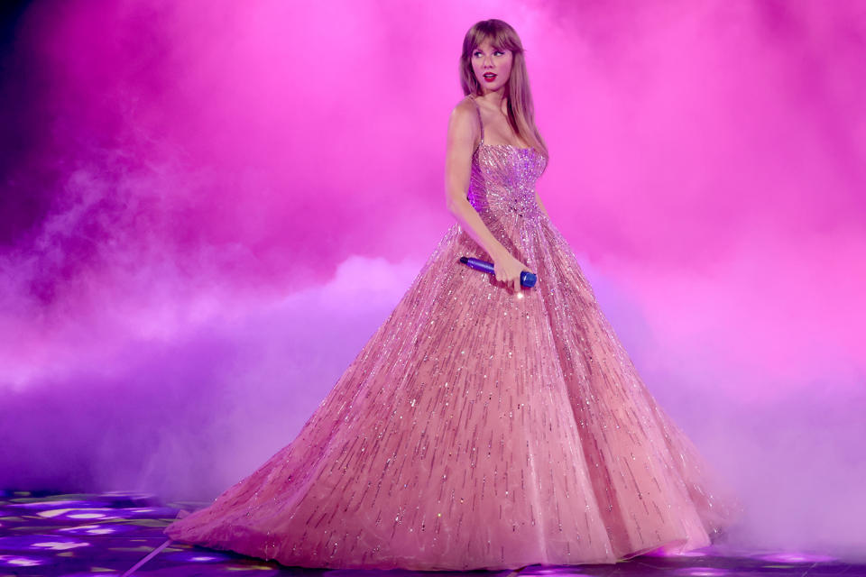 <p>During night two, Swift looked like a real-life princess as she wore <a href="https://www.instagram.com/p/CqBC2KdrOvZ/?hl=en" rel="nofollow noopener" target="_blank" data-ylk="slk:a Zuhair Murad ballgown;elm:context_link;itc:0;sec:content-canvas" class="link ">a Zuhair Murad ballgown</a>, this time in a pink hue that popped against the stage's violet lighting.</p>