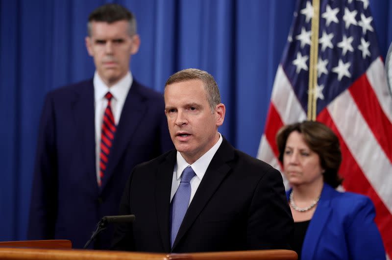 U.S. law enforcement officials discuss May ransomware attack on Colonial Pipeline during news conference at the Justice Department in Washington