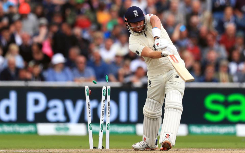 England's Jonny Bairstow is bowled by Australia's Mitchell Starc during day four of the fourth Ashes Test at Emirates Old Trafford, Manchester. - PA