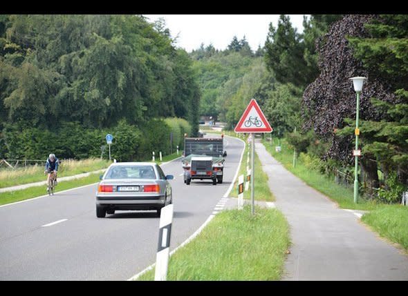 This is Rt. 399, which goes through the Huertgen Battlefield areas. Like much of Germany, it is planned beautifully for bikers to be explorers with bike lanes and paths almost everywhere you look.    It is a beautiful area to spend the day touring battlefield history. There is local lodging along the Route. But for a first-class dinner and hotel, you need to go to nearby Aachen or Dusseldorf.    Photo: David Kiley/HuffPost Travel