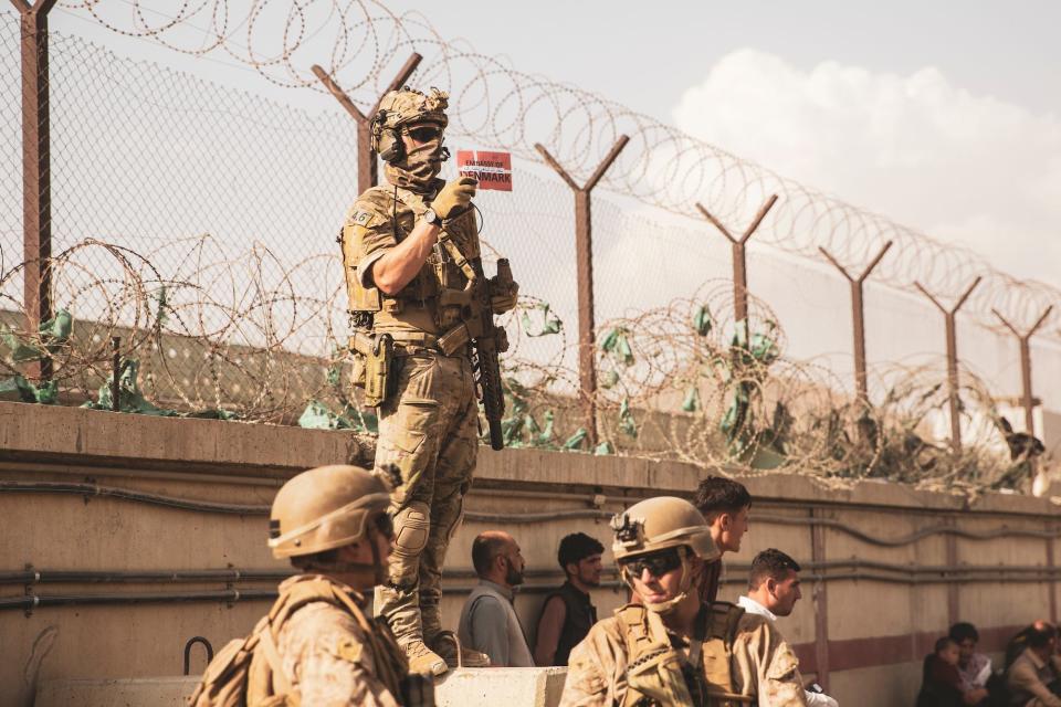 Danish soldier during evacuation from Kabul Afghanistan