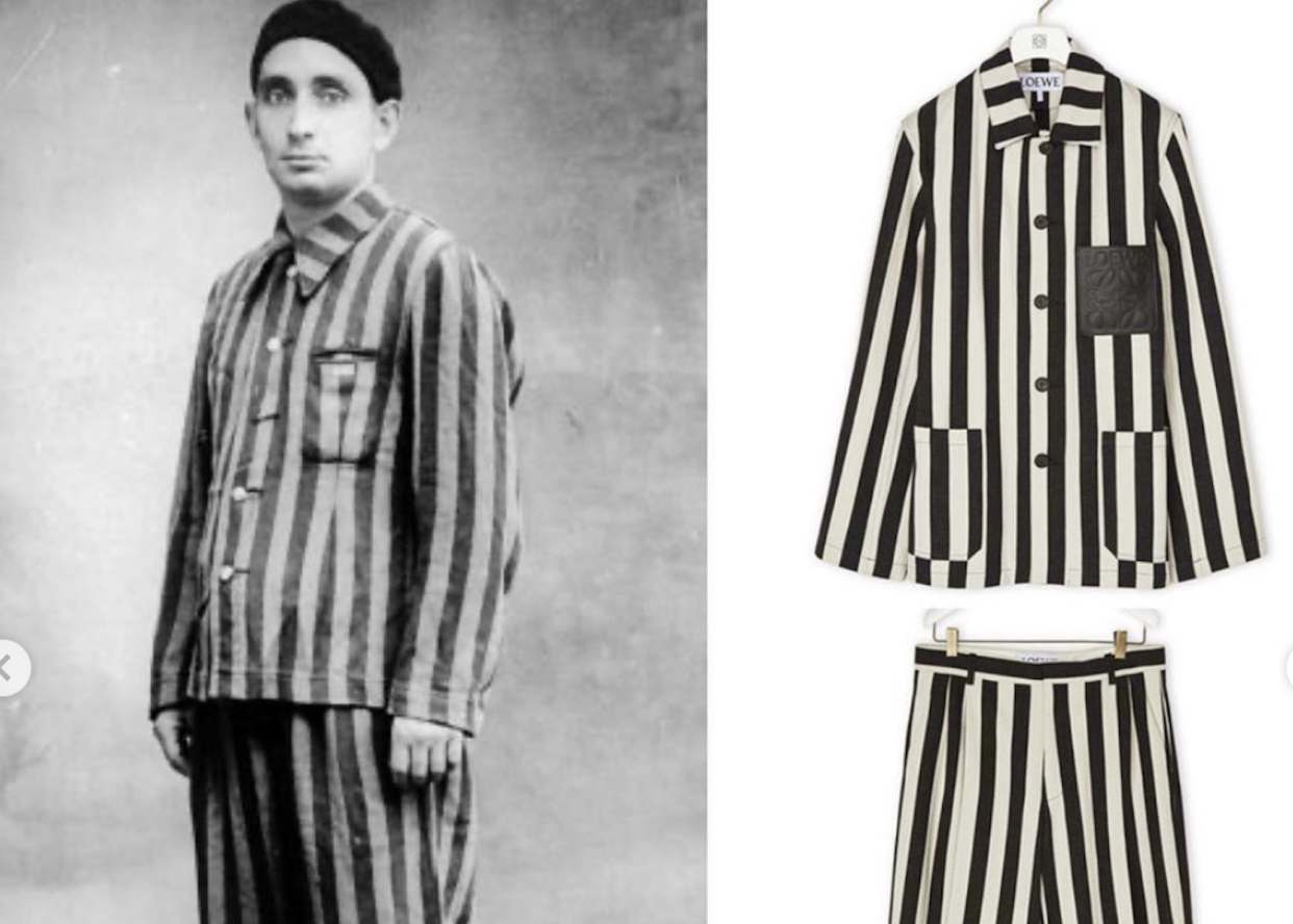 A la izquierda, el uniforme; a la derecha, el diseño de Loewe.