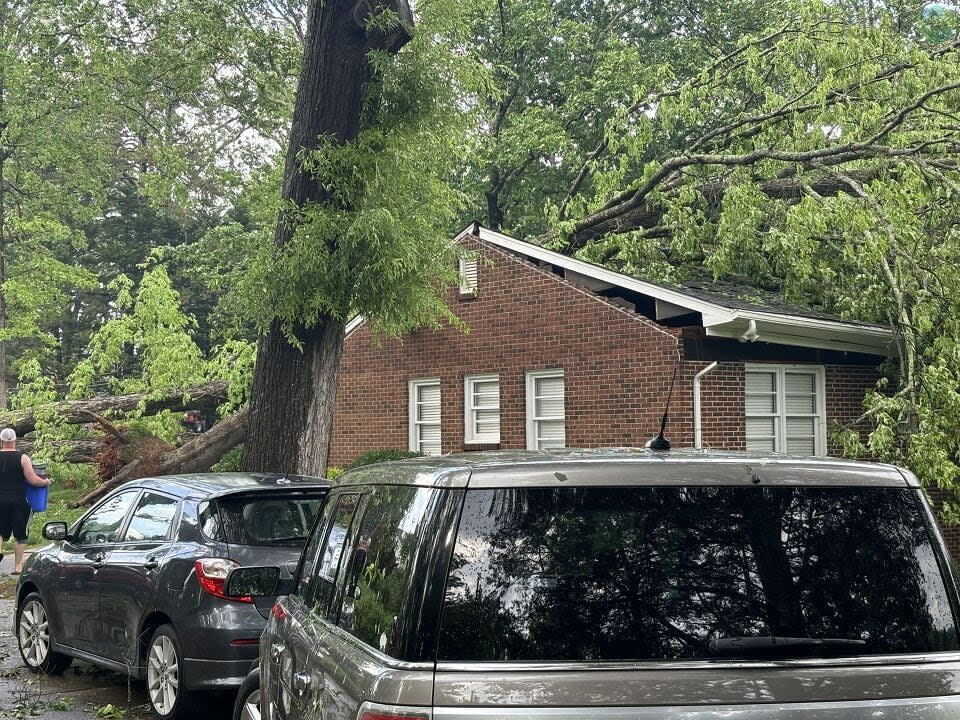 A tree fell into this home in Rock Hill.