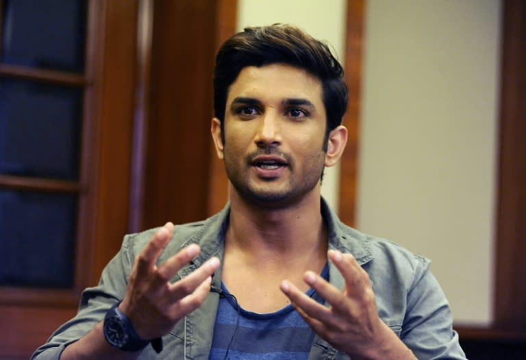 Indian Bollywood actor Sushant Singh Rajput gestures during a press meeting in Mumbai for his upcoming Hindi film, a biography of Indian cricket captain Mahendra Singh Dhoni "MS Dhoni: The Untold Story", due for release on September 30, charts the rise of India's limited-overs captain from boy to train ticket collector to World Cup glory