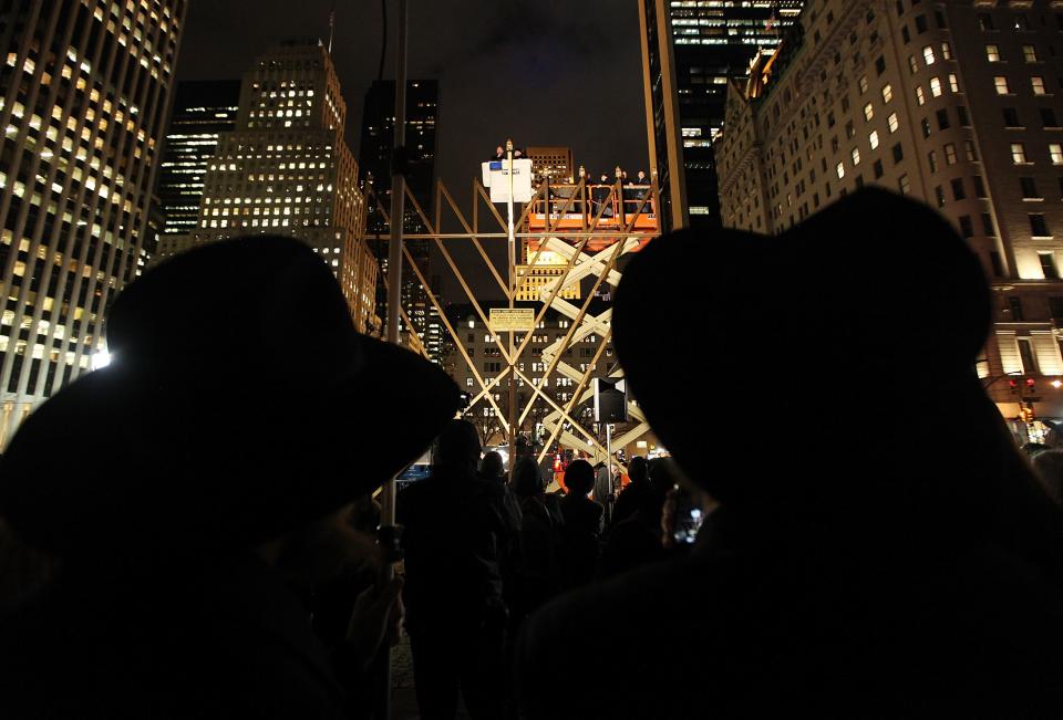 A public menorah lighting ceremony in New York City.