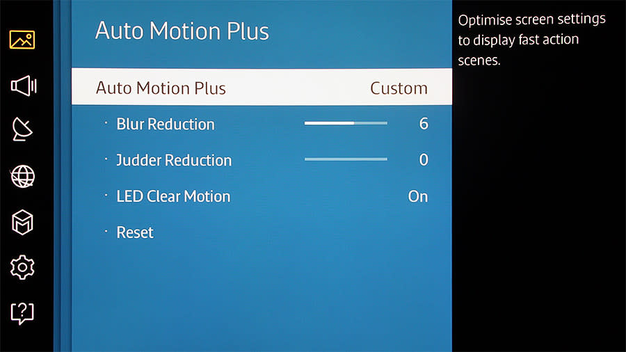 The job of Auto Motion Plus is to remove blurring and judder from scenes with rapid movements.
