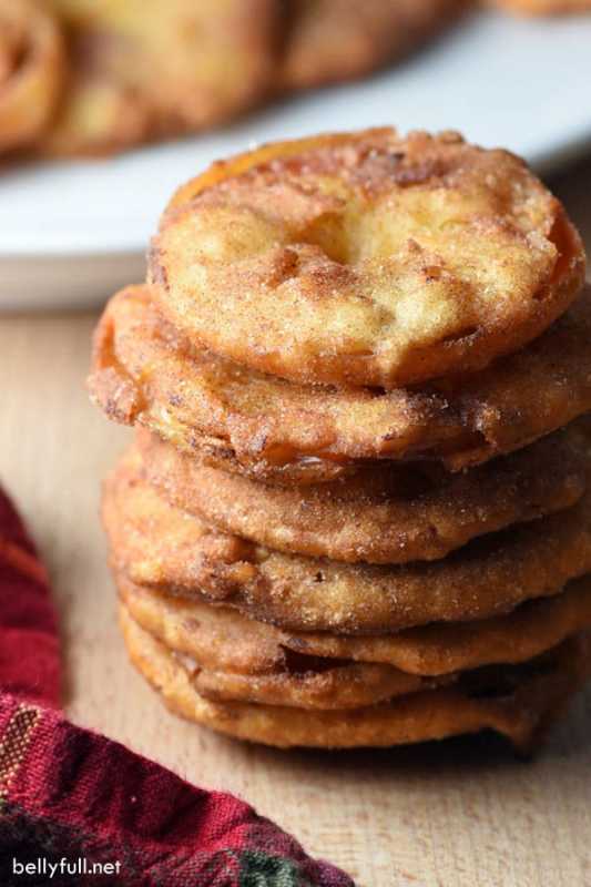 <p>Belly Full</p><p>These apple fritter rings are a fun spin on the popular donut shop Apple Fritter. Like a sweet apple version of an onion ring! </p><p><strong>Get the recipe: <em><a href="https://bellyfull.net/apple-fritter-rings/" rel="nofollow noopener" target="_blank" data-ylk="slk:Apple Fritter Rings;elm:context_link;itc:0;sec:content-canvas" class="link ">Apple Fritter Rings</a></em></strong></p>