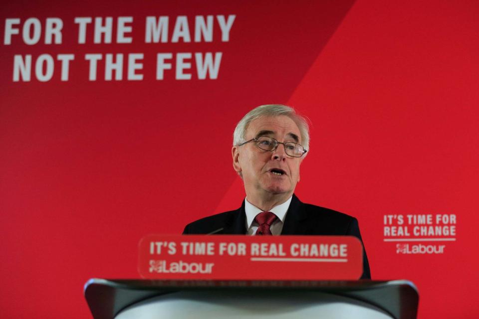 Shadow Chancellor John McDonnell speaks on the economy in London (REUTERS)