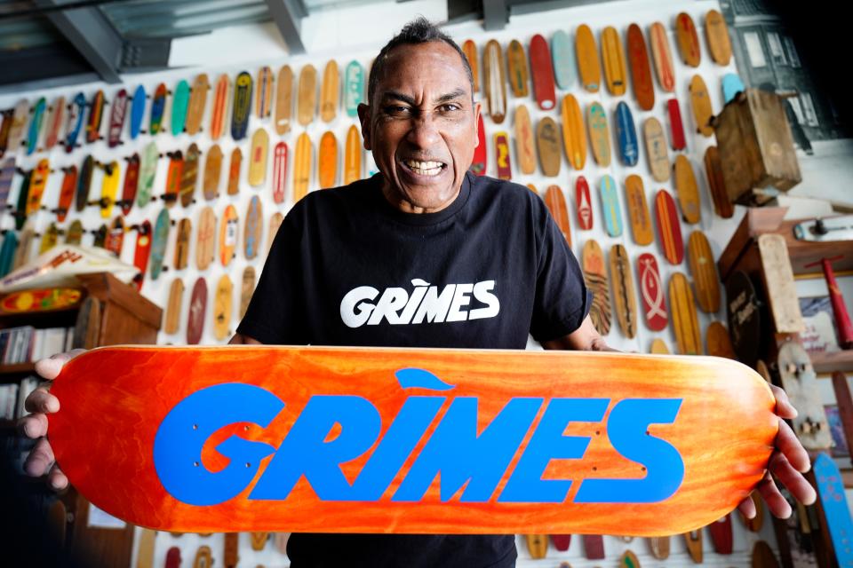 Marty Grimes, the first Black skateboarder to turn pro and the first Black skateboarder to be inducted into the Skateboarding Hall of Fame.