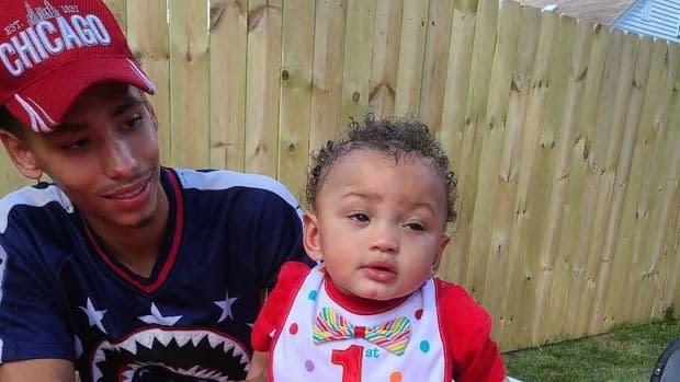 Daunte Wright, shown with his son, Daunte Jr., at his first birthday party, was  fatally shot by a police officer during a traffic stop April 11. A funeral for the 20-year-old Black man was held Thursday, two days after another police officer, Derek Chauvin, was found guilty of murder in the death of George Floyd, a 46-year-old Black man killed while being detained by police on suspicion of using a counterfeit bill. (Ben Crump Law, PLLC./The Associated Press - image credit)