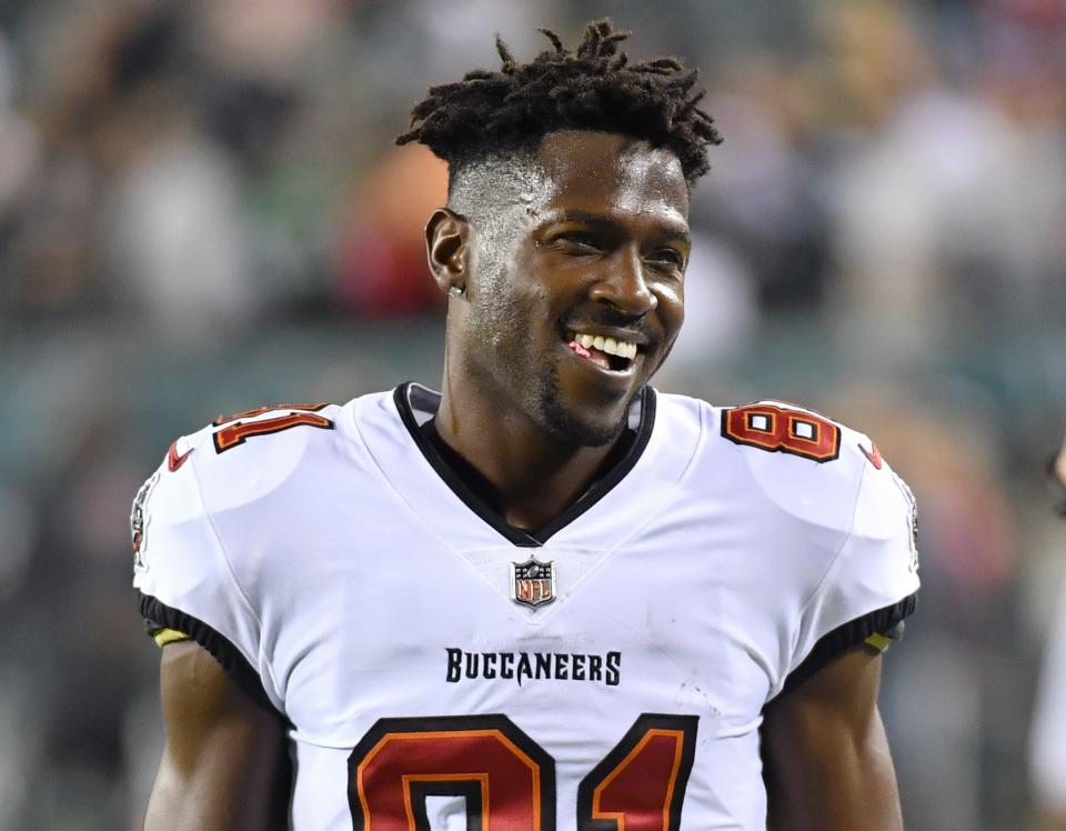 Antonio Brown, shown during a Tampa Bay Buccaneers game on Oct. 14, 2021.