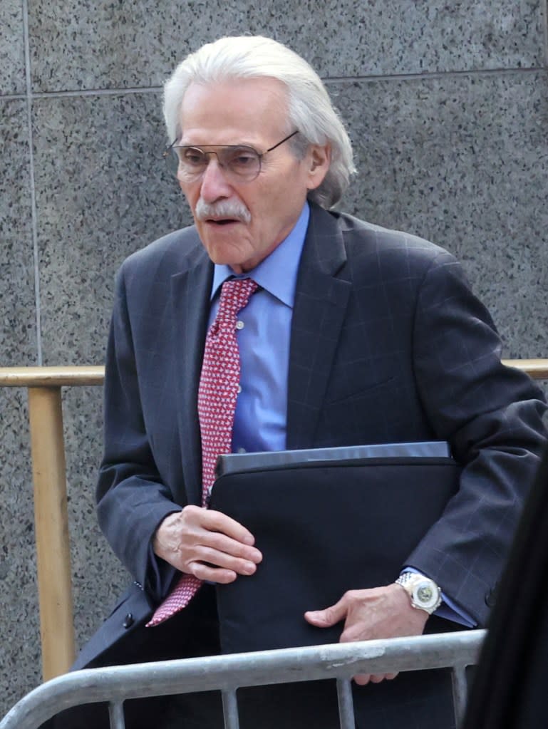 Magazine mogul David Pecker finished giving evidence at Donald Trump’s hush money trial in Manhattan Friday. William Farrington for NY Post