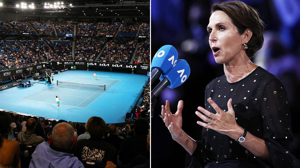 Jayne Hrdlicka, pictured here being booed by the crowd after the Australian Open final.