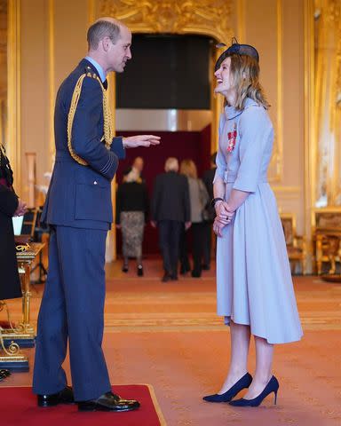 <p>The Prince and Princess of Wales/Instagram</p> Prince William and Ellen White at the investiture ceremony on Feb. 7, 2024