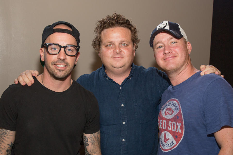 DRIPPING SPRINGS, TEXAS - OCTOBER 20: (L-R) Chauncey Leopardi, Patrick Renna, and Tom Guiry attend the Alamo Drafthouse Rolling Roadshow screening of 'Sandlot' at Treaty Oak Distilling on October 20, 2019 in Dripping Springs, Texas. (Photo by Rick Kern/Getty Images)