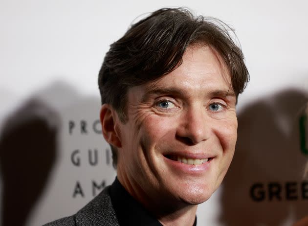 Cillian Murphy says cheese while attending the 35th Annual Producers Guild Awards in Hollywood on Feb. 25, 2024.
