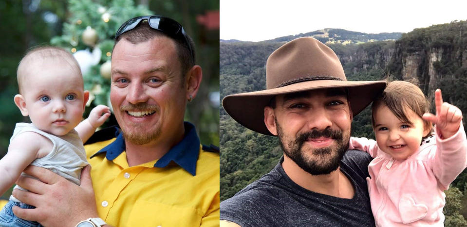 NSW firefighters Geoffrey Keaton (left) and Andrew O'Dwyer (right) died near Buxton while they were helping battle fires.
