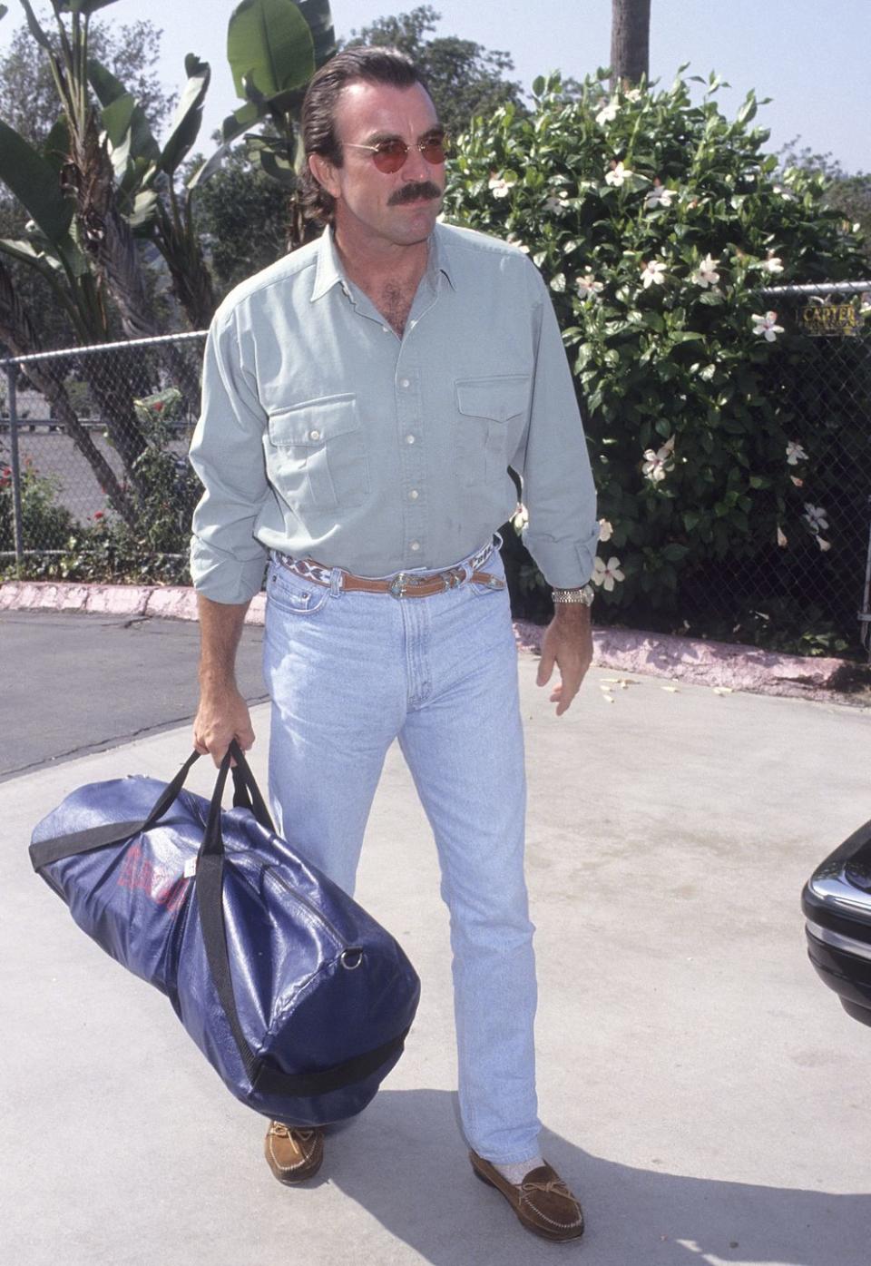 los angeles august 22 actor tom selleck attends the 35th annual hollywood stars night celebrity baseball game on august 22, 1992 at dodger stadium in los angeles, california photo by ron galella, ltdron galella collection via getty images 