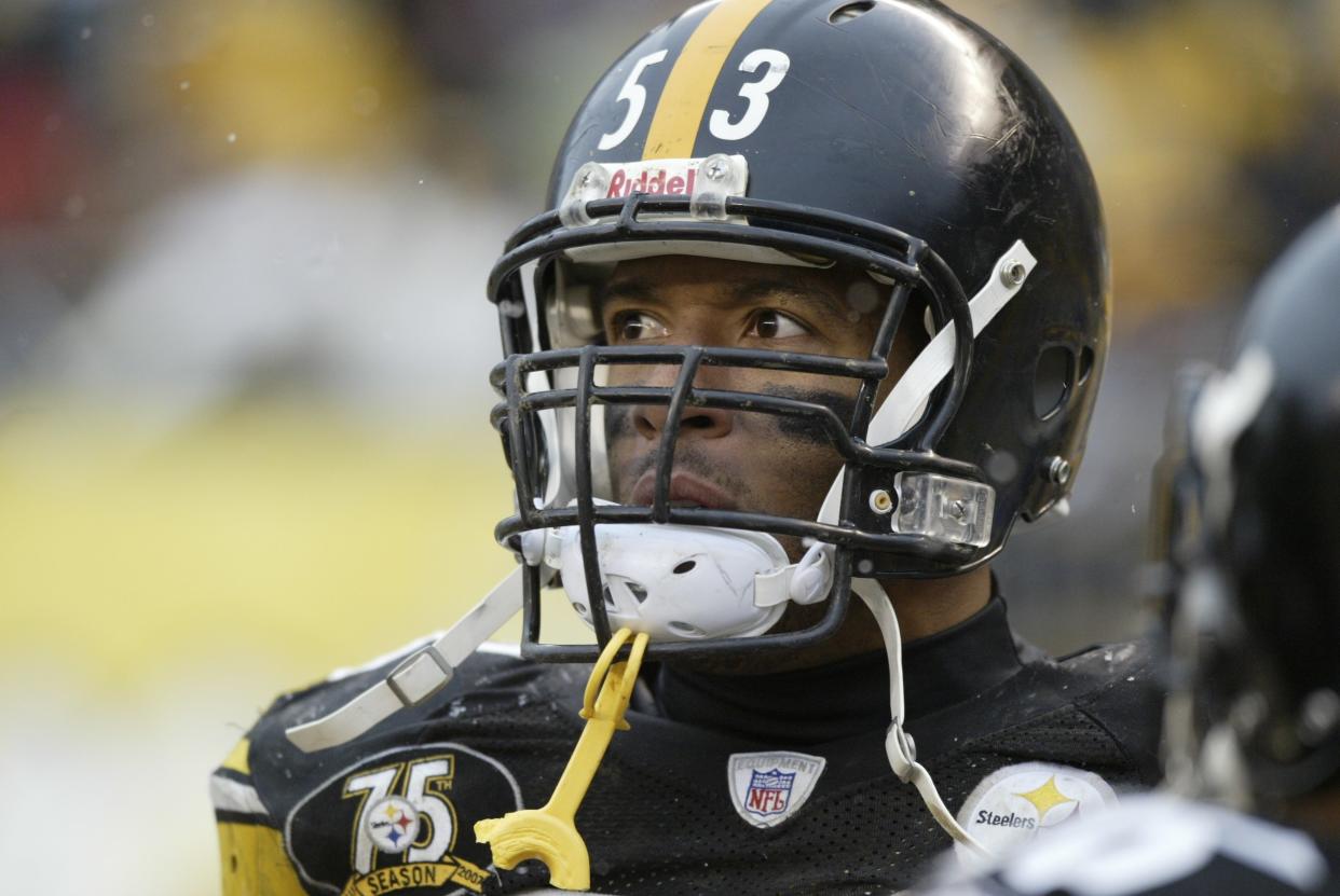 PITTSBURGH - DECEMBER 16:  Linebacker Clark Haggans #53 of the Pittsburgh Steelers looks on from the sideline during a game against the Jacksonville Jaguars at Heinz Field on December 16, 2007 in Pittsburgh, Pennsylvania. The Jaguars defeated the Steelers 29-22.  (Photo by George Gojkovich/Getty Images)