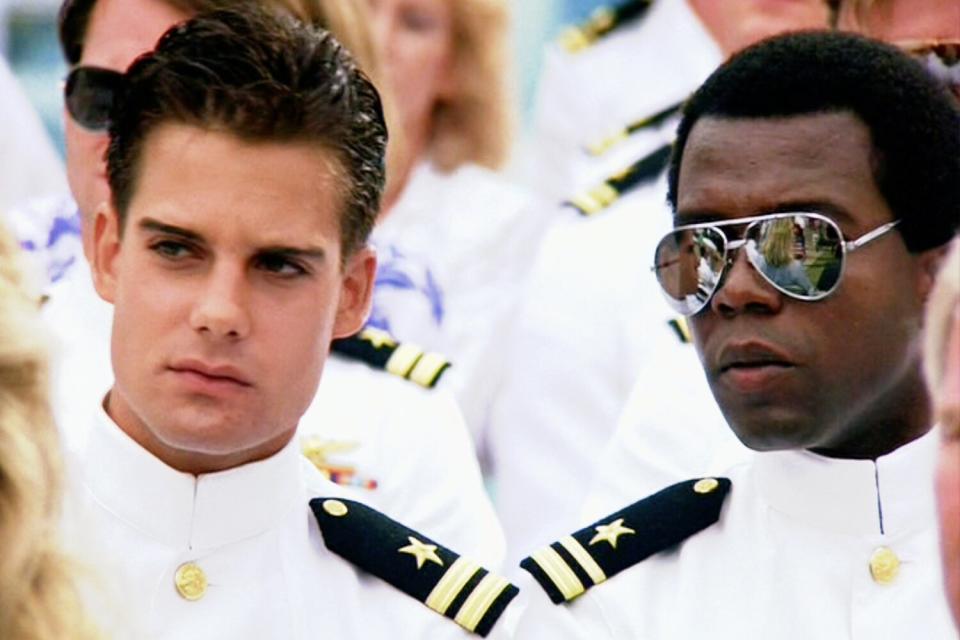 The movie "Top Gun", directed by Tony Scott. Seen here from left, Adrian Pasdar as Lt. Charles "Chipper" Piper and Clarence Gilyard, Jr. as Lt. Marcus "Sundown" Williams