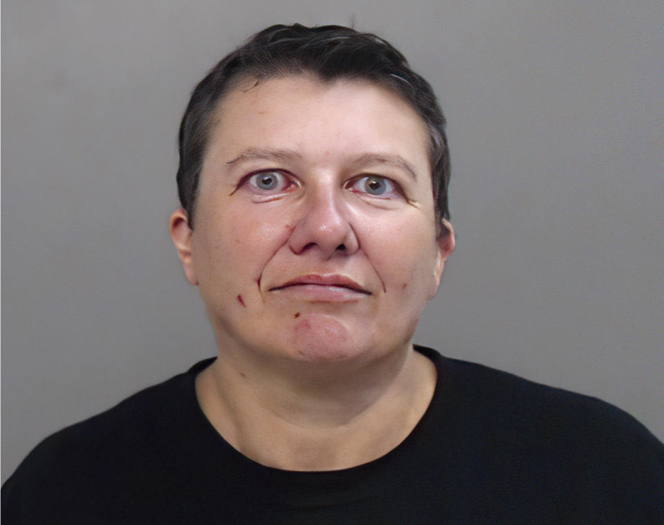 This photo provided by the Hidalgo County (Texas) Sheriff's Office, showing the booking photo of Pascale Ferrier. Ferrier, accused of mailing a package containing ricin to the White House, included a threatening letter in which she told President Donald Trump to “give up and remove your application for this election." That's according to court papers filed Sept. 22. Pascale Ferrier was arrested on Sept. 20 at the New York-Canada border (Hidalgo County (Texas) Sheriff's Office, via AP)