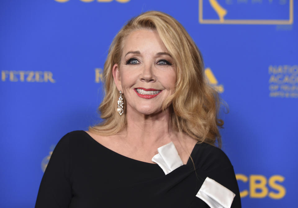 Melody Thomas Scott arrives at the 49th annual Daytime Emmy Awards on Friday, June 24, 2022, in Pasadena, Calif. (Photo by Jordan Strauss/Invision/AP)