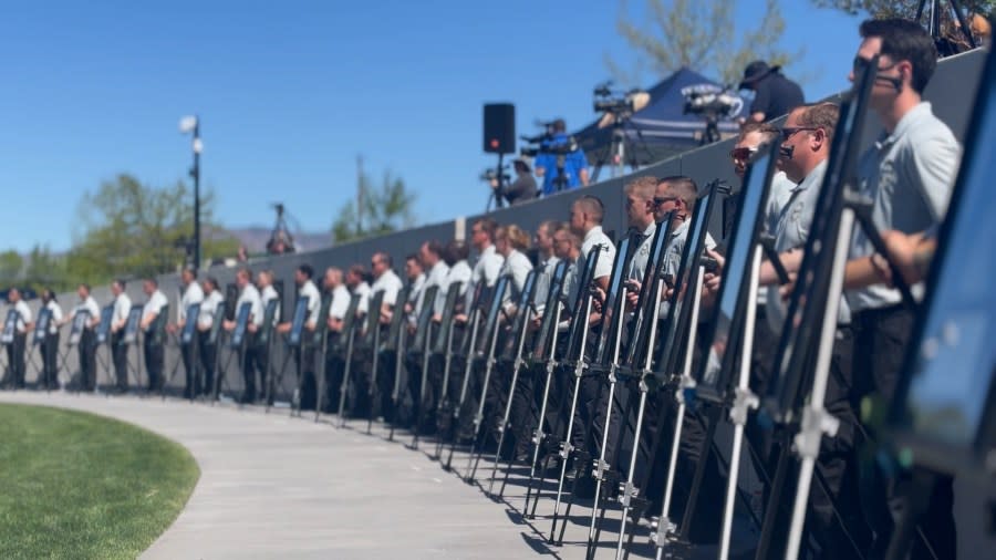 Photographs of fallen heroes were on display at the 2024 Pikes Peak Regional Peace Officers Memorial.