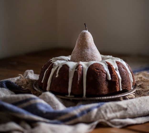 <strong>Get the <a href="http://www.adventures-in-cooking.com/2013/12/spiced-pear-bundt-cake-with-brandy.html" target="_blank">Spiced Pear Bundt Cake With A Brandy Vanilla Glaze recipe</a> from Adventures in Cooking</strong>